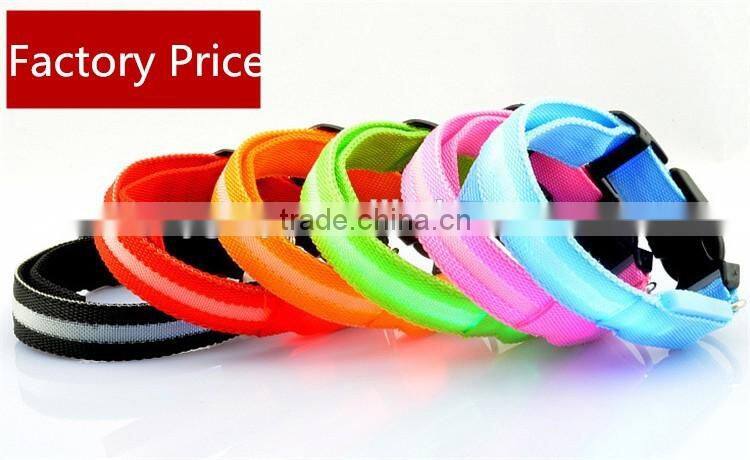 Safety Dog Collar Pet Products Nylon LED Collar Light-up Flashing Glow LED Collars