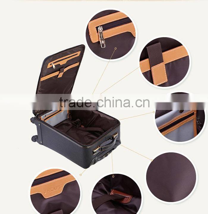 new products faddish design heavy-duty PU leather luggage trolley bag
