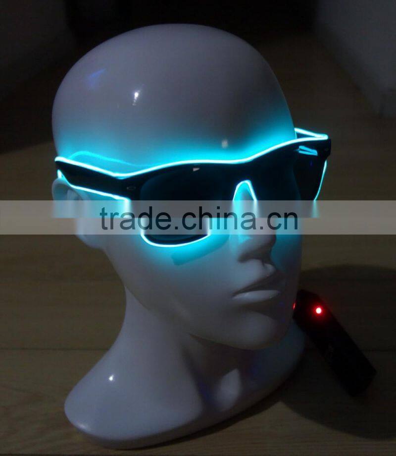 Specialize in High luminance Blue-green EL wire sunglasses / Blue-green EL sunglasses / Blue-green EL glasses