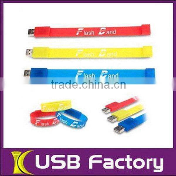 2016 High quanlity cheap custom logo silicone bracelet usb flash drive