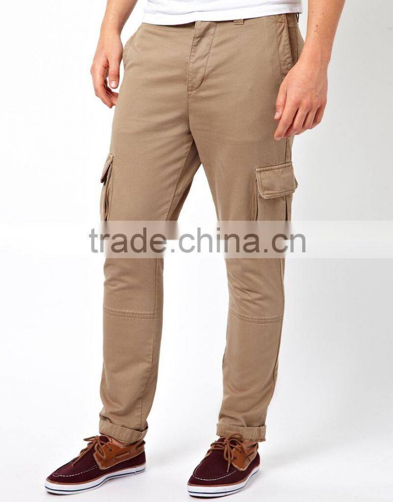 2015 khaki wholesale mens cargo pants with side pockets JXH022