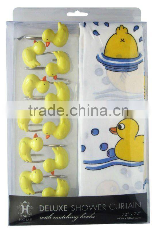 yellow duck, bathroom shower curtain
