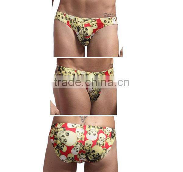 Sexy skull men swimwear briefs men's swimwear