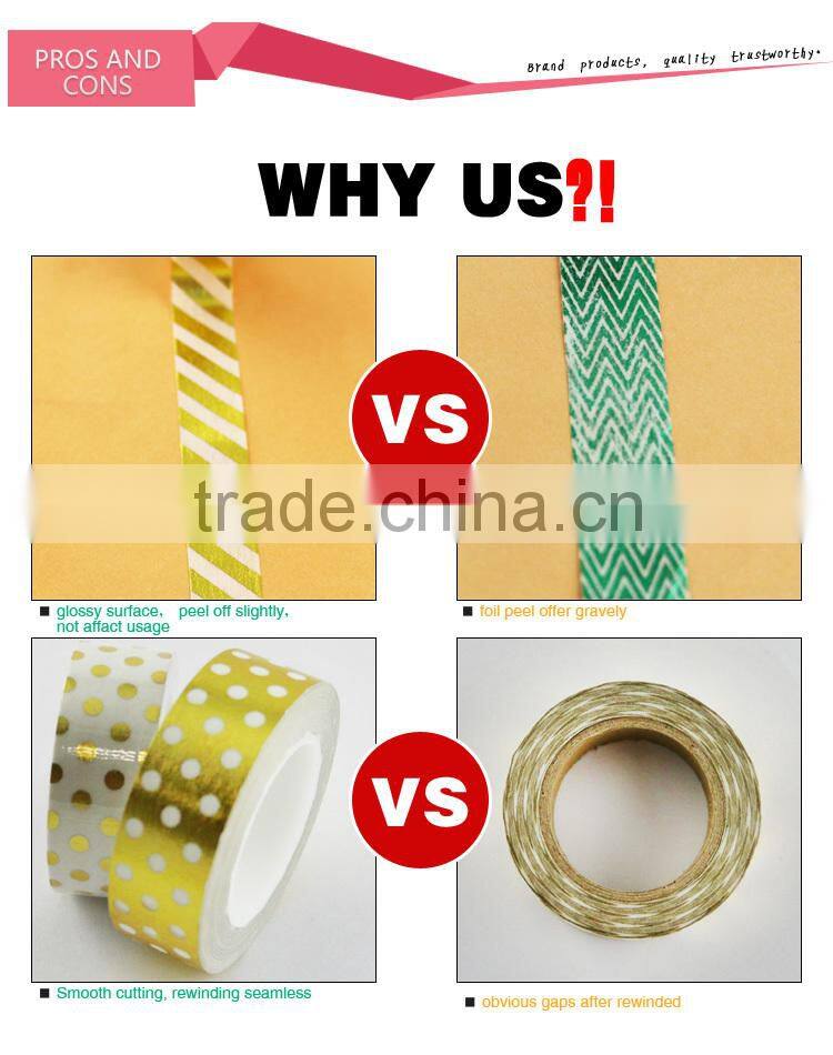 Professional printing paper decorative gold foil washi tape
