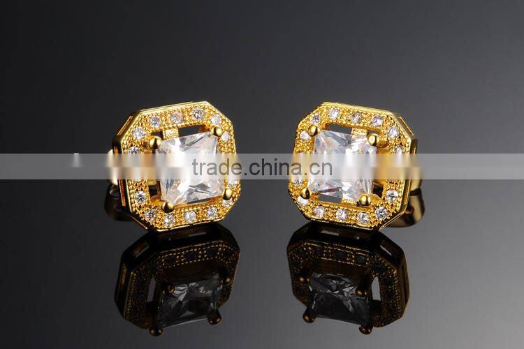 KSTONE fashion gold plated big diamond zircon copper stud earrings