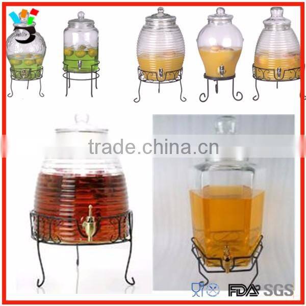 Large Size Different Types Beverage Dispenser Glass Jug With Pouring Spigot