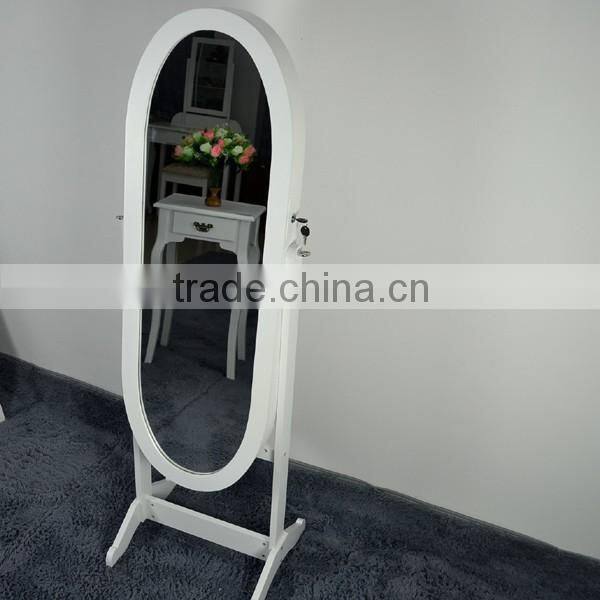 modern appearance floor standing mirror jewelry cabinet wooden mirrored jewelry cabinet