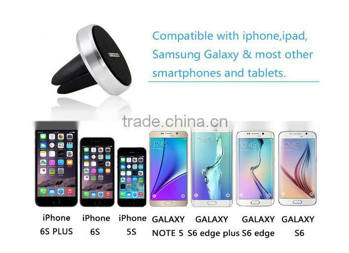 2016 Top Selling Aluminum Metal Magnet Car Mount Air Vent Outlet Phone Holder For Iphone 6 plus