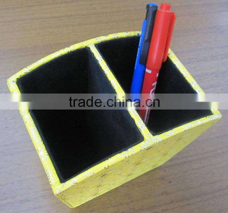 Wooden desk organizer pen holder