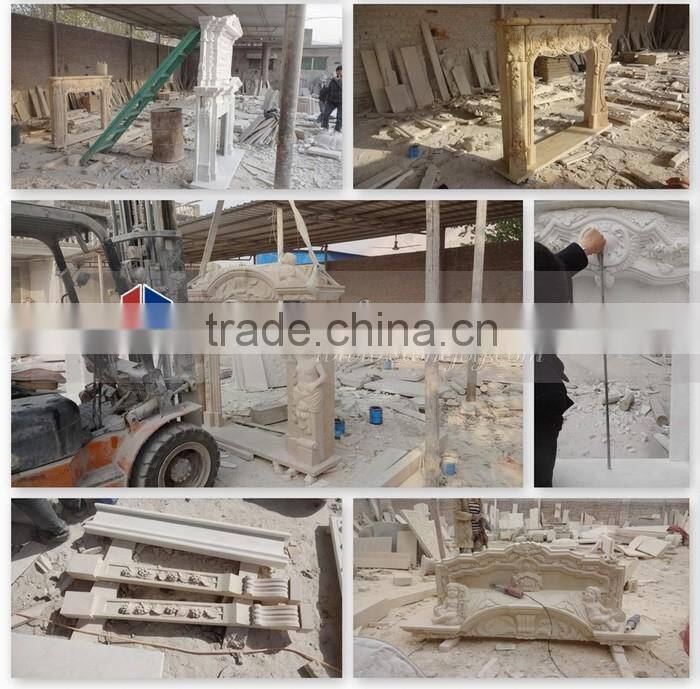 White Marble Decorative Indoor Freestanding Fireplace Mantel