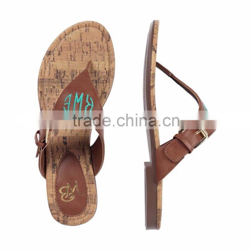 Wholesale Boutique Monogrammable Brown/Black Natalie Woman Sandal