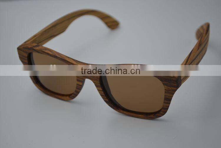 2015 OEM Zebra Wood Factory Price Custom Wooden Frames Sunglasses Handmad Wood Sunglasses Polarzied Lense