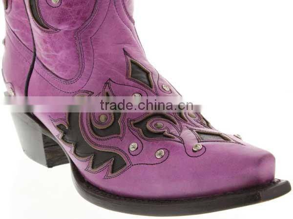 Women's New Purple Black Overlay Western Cowgirl Boots Rhinestones Studded Shaft