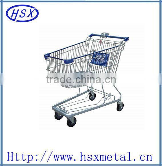 powder coat supermarket shopping trolley cart with 2 baskets HSX-S487