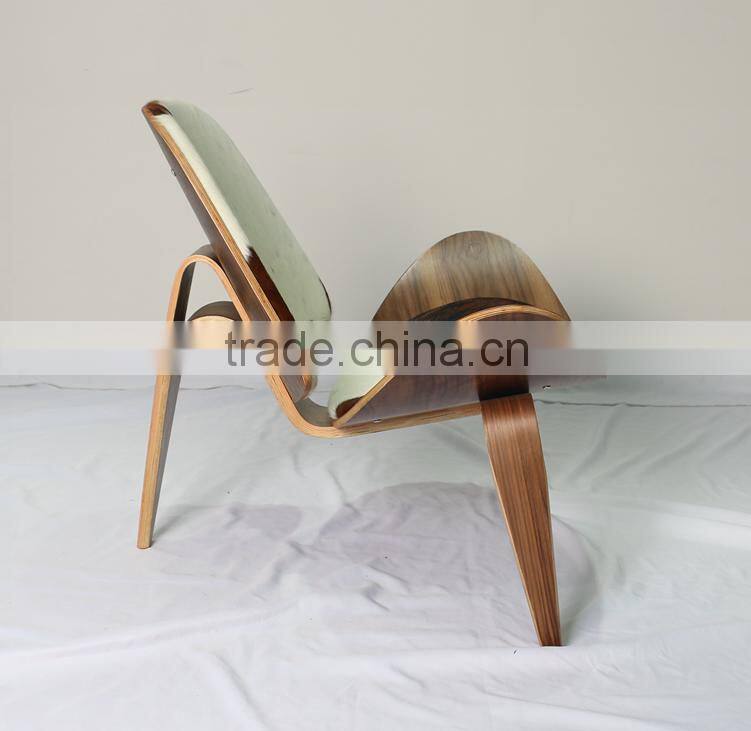 Modern Bend plywood hans wegner ponyhide / cowhide shell chair