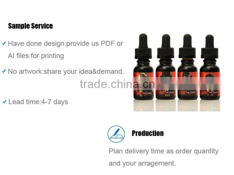 Cmyk Customized Printing Roll Adhesive Waterproof Vinyl Plastic E-liqiud Bottle Labels