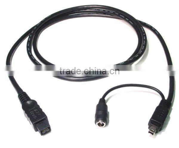 1394B 9pin to 4pin + DC Power Jack 1.5m black