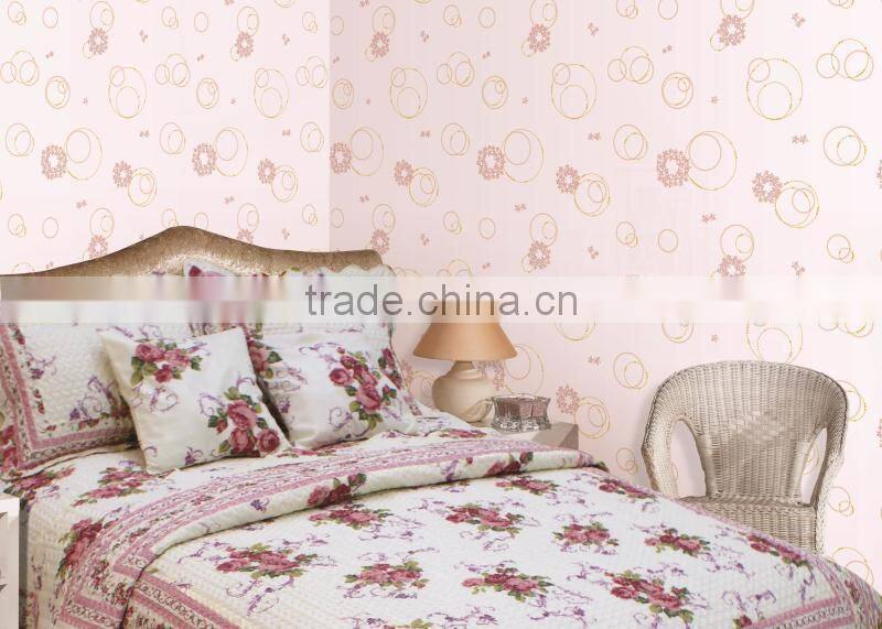 2015 hot embossed spring nonwoven decorative room wallpaper