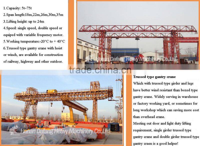 High Quality Single Girder Truss Type Gantry Crane 10ton Price