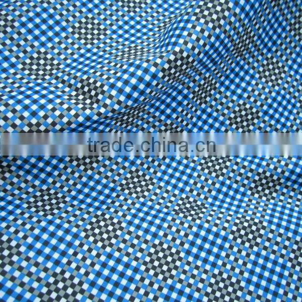 check printed polyester micro peach skin fabric