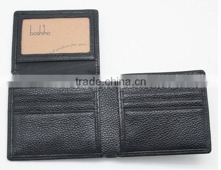 BOSHIHO litchi pattern leather rfid credit card wallet for men