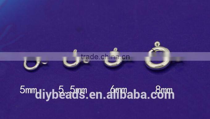 high quality 925 sterling silver spring clasp for DIY necklace decpration, and antioxidation and antiallergic and non-fade