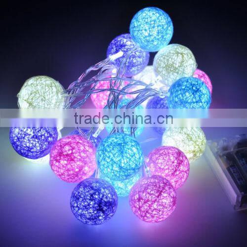 christmas decoration multicolor battery cotton ball string light
