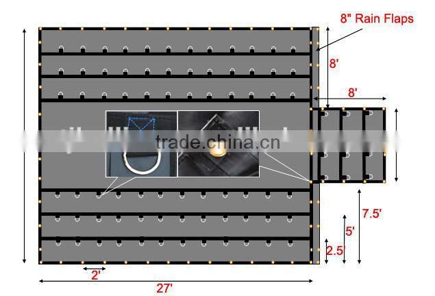 Heavy Duty 18oz Lumber Tarp Double Flap 24ftx27ft (8' Drop) Flatbed Truck Tarps