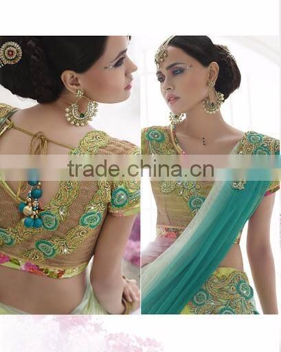 Green Net Lehenga Saree