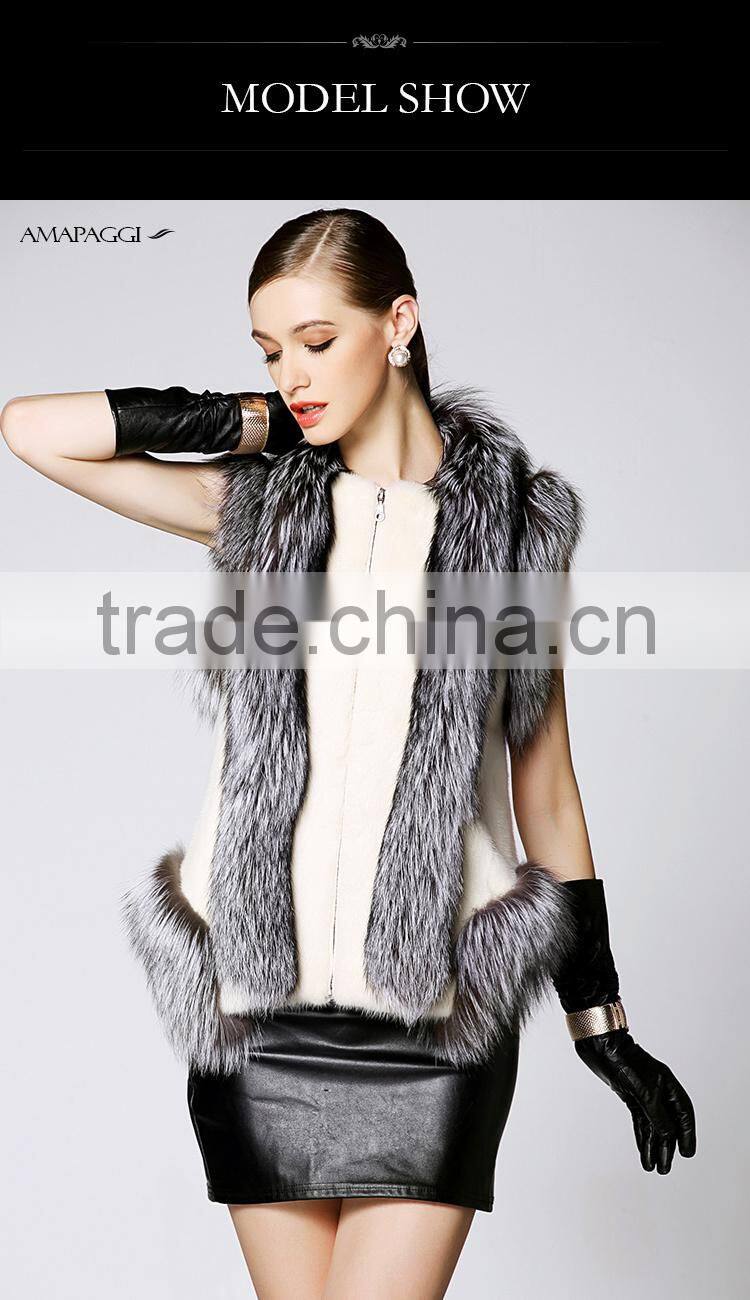 factory sale animal fur mink vest fox fur vest for ladies