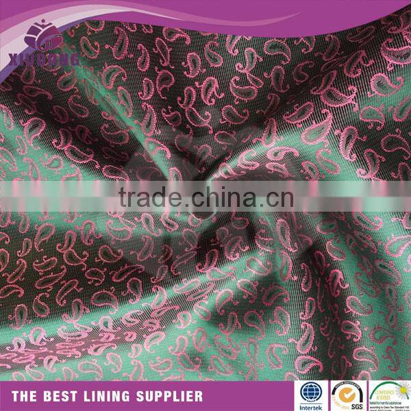 polyester viscose jacquard paisley lining fabric for garment