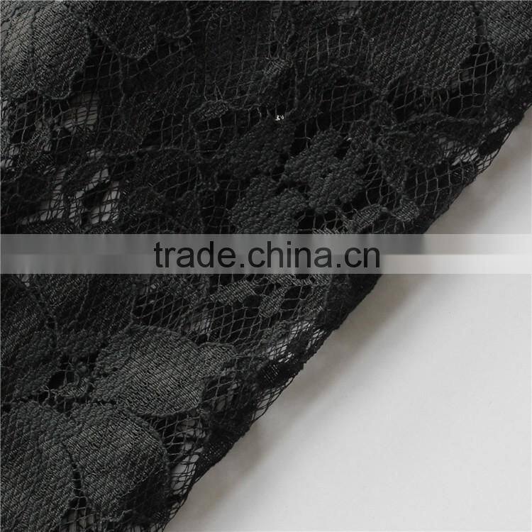 net black nylon cotton mixed fabric floral lace for apparel/girls dress/anarkaw salwar kameez