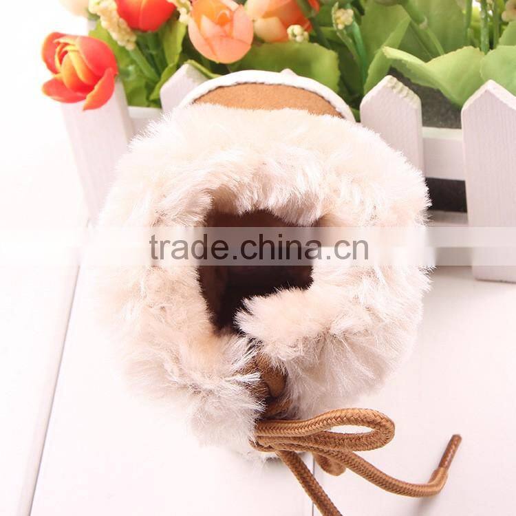 Coralon leather toddler shoe baby shoe prewalker with fuzzy ball baby shoes boots