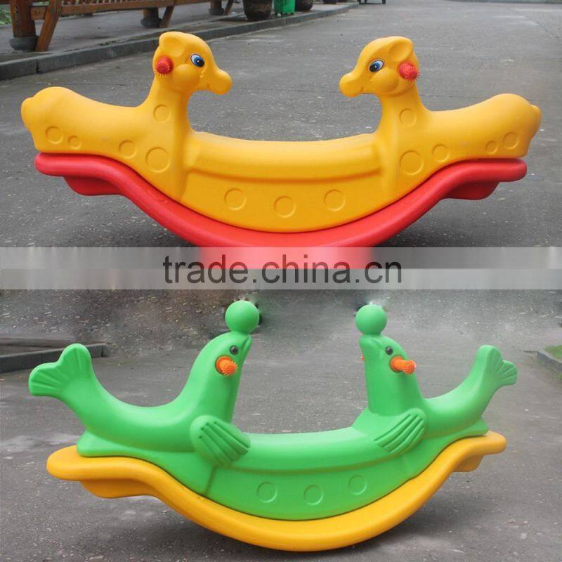 Double seats plastic rocking horse for kids indoor outdoor playground