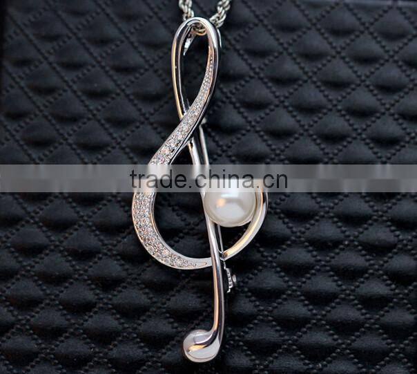 Hot selling zircon material music notation scarf pin/brooch