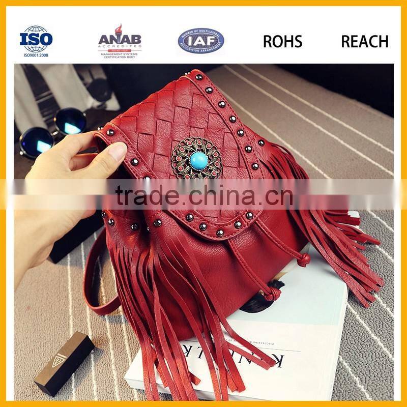 Korean Style Popular PU Leather Strong Backpack Schoolbag Leisure Bag for Girls