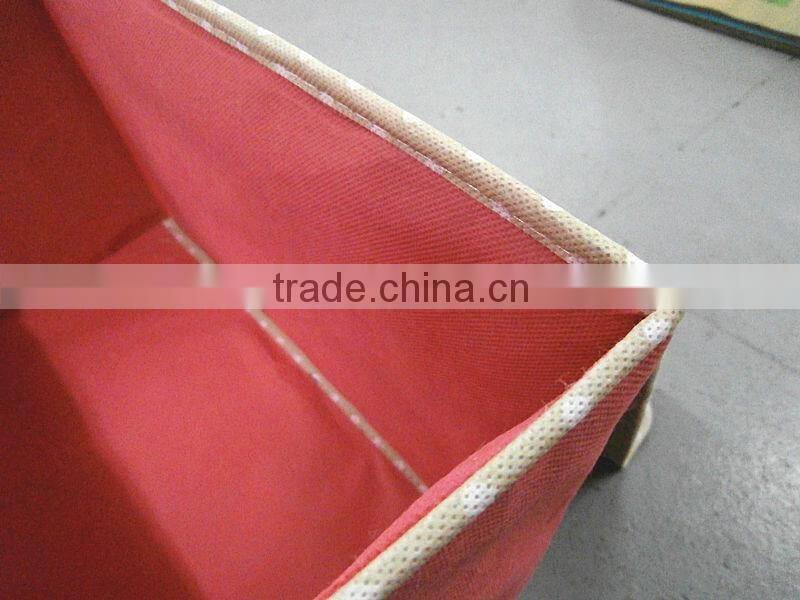 Non-woven fabric pure color printing storage box with lid covered pink