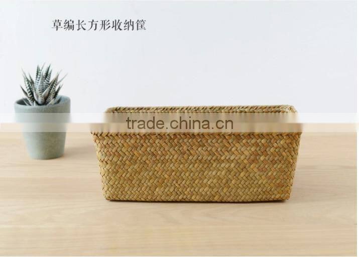a basket made of natural straw seagrass for housewaring with no handle