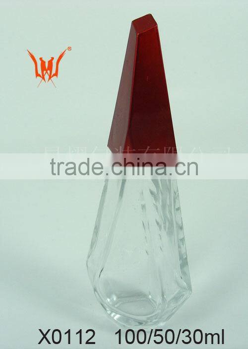 Colorful diamond shaped perfume bottles with high glass
