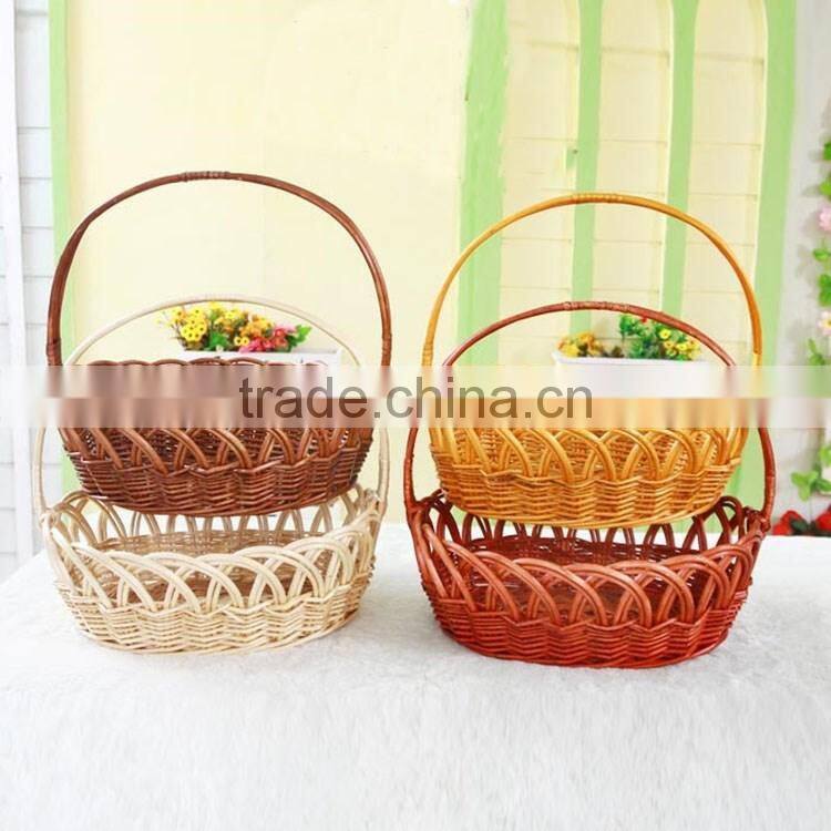 S&D eco-friendly 100% hand made poly rattan wicker gift basket with handle