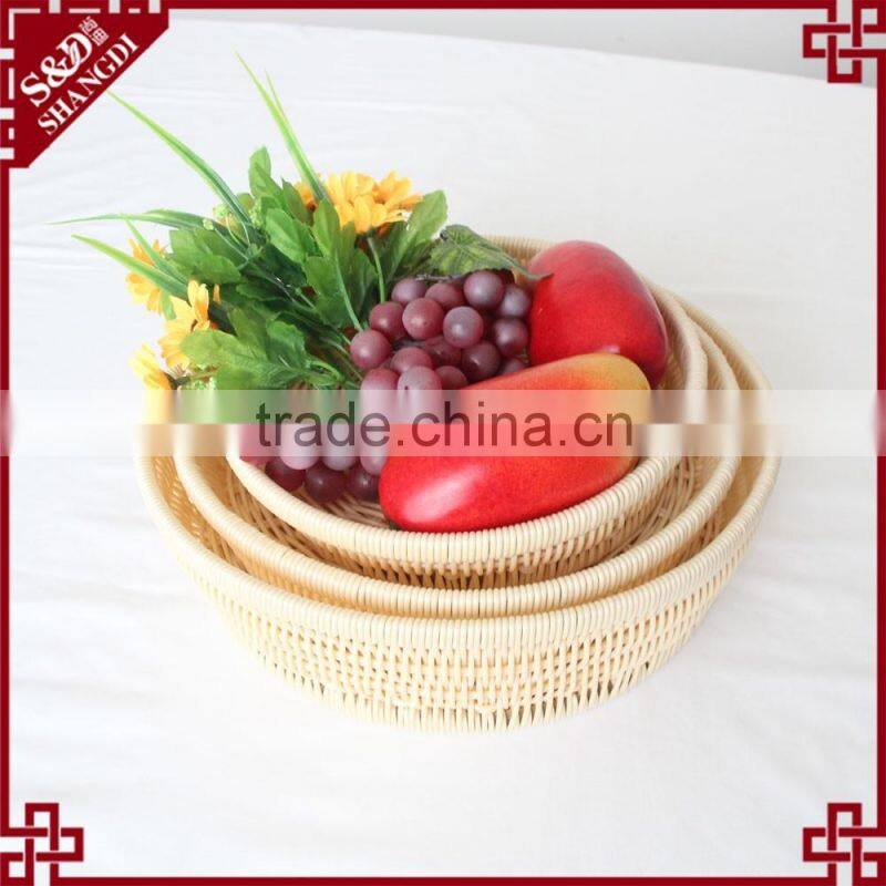 Graceful weaved round PP rattan bread basket for wholesale