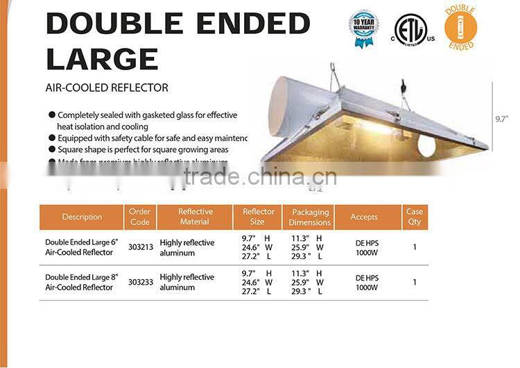 Hydroponic Equipment Industry Top 3 Manufacturer Air Cooled Double Ended Grow Light Reflector