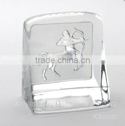 lasered sagittarius crystal paperweight
