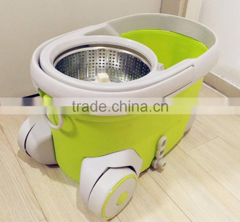 Vivinature retractable pole rolling spin mop two wheels 360 magic two mop heads with power saving system