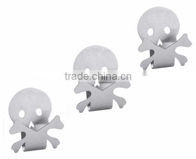 Skull Shape 3M Adhesive Stainless Steel Stick Hook
