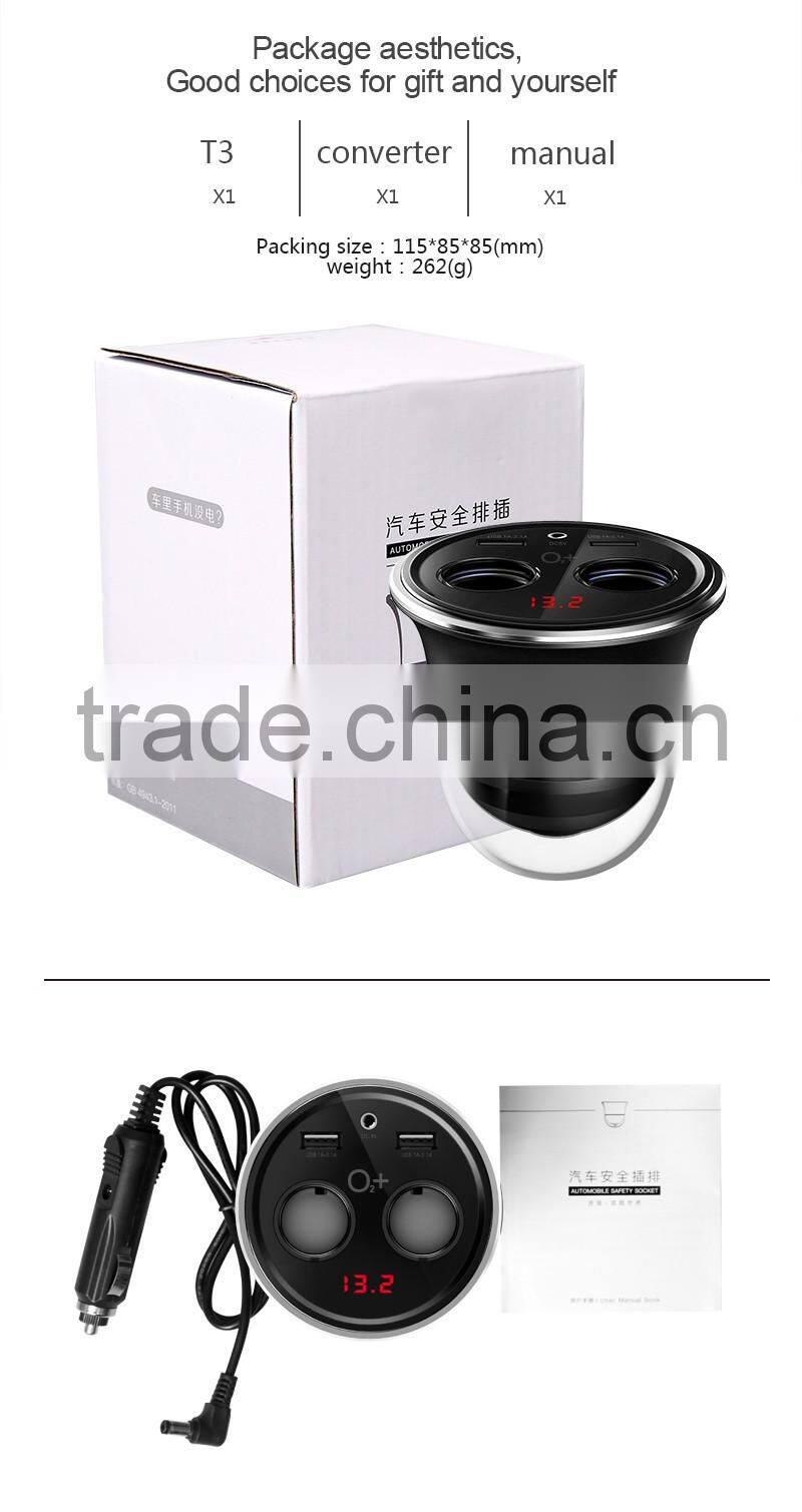 2017 Double Fashionable and High quality car cigarette lighter socket usb power socket with Convenient