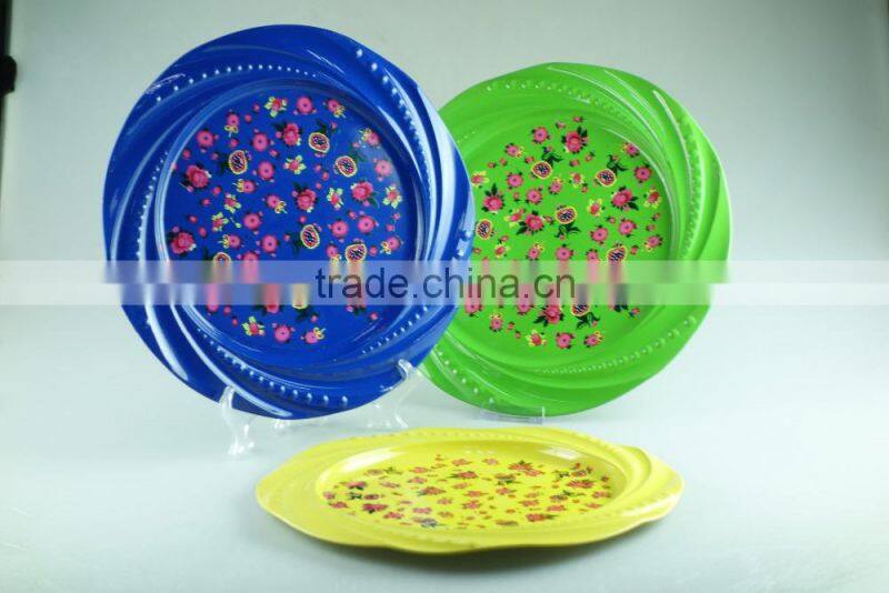high quality white ceramic dinner plate ,printing plate with three colors for wholesale