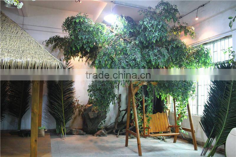 Home garden decoration 100cm to 1000cm Height artificial indoor live plastic ficus red with green big palm tree EZLS05 1015