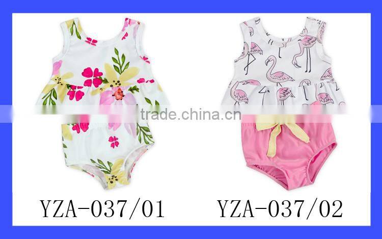 little baby girl two pieces pink swan swimsuit