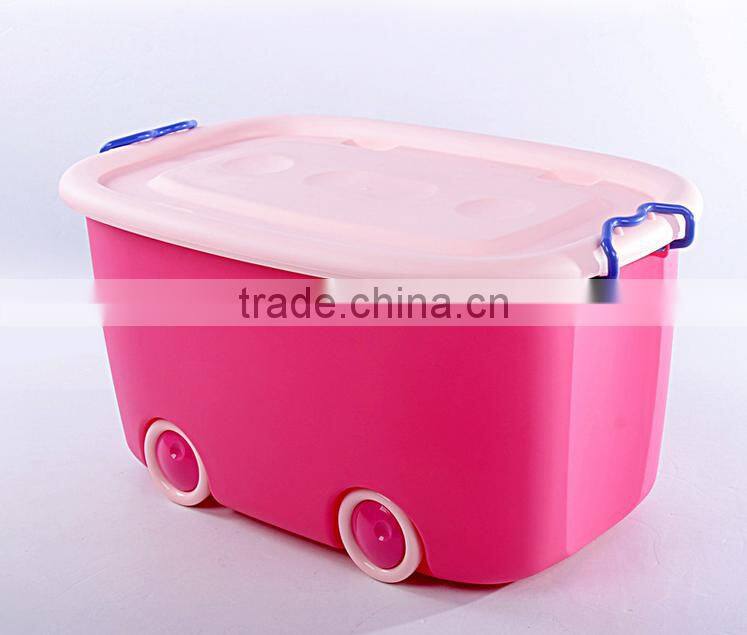 Heavy duty Plastic toy storage box with wheel ,PP High quality storage box with lid